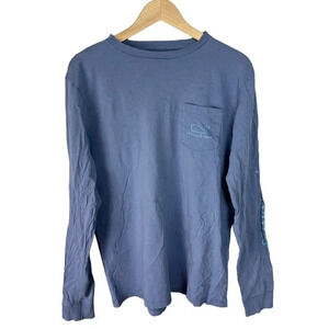 Vineyard Vines Style 1V0398 Blue Long Sleeve T-Shirt Size Small Cotton Logo Mens